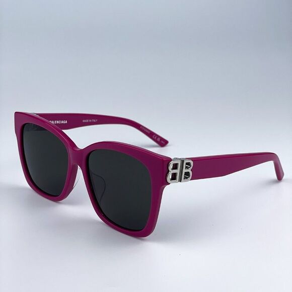 NEW Balenciaga BB0102SA 013 Fuchsia Pink Grey Square Women Sunglasses - Picture 5 of 11